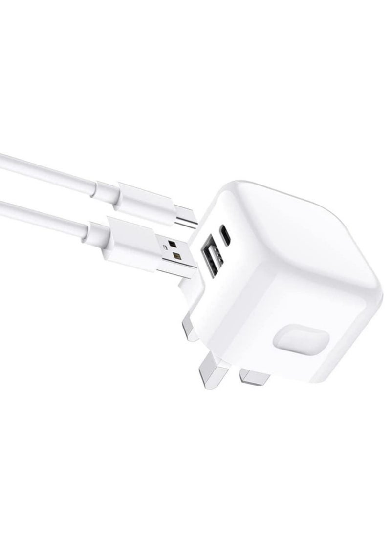 ELTRAZONE - Galaxy A04 / A04s / A04 Core USB C Charger Plug 20W Dual Port USB C Fast Charger PD&QC 3.0 USB C Charging Plug Power Delivery Wall Adapter For Samsung Galaxy A04 / A04S / A04 Core (WHITE) - Image 1