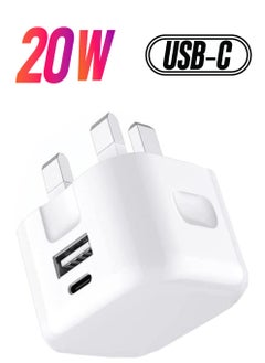 ELTRAZONE Galaxy A04 / A04s / A04 Core USB C Charger Plug 20W Dual Port USB C Fast Charger PD&QC 3.0 USB C Charging Plug Power Delivery Wall Adapter For Samsung Galaxy A04 / A04S / A04 Core (WHITE)  - Image 1