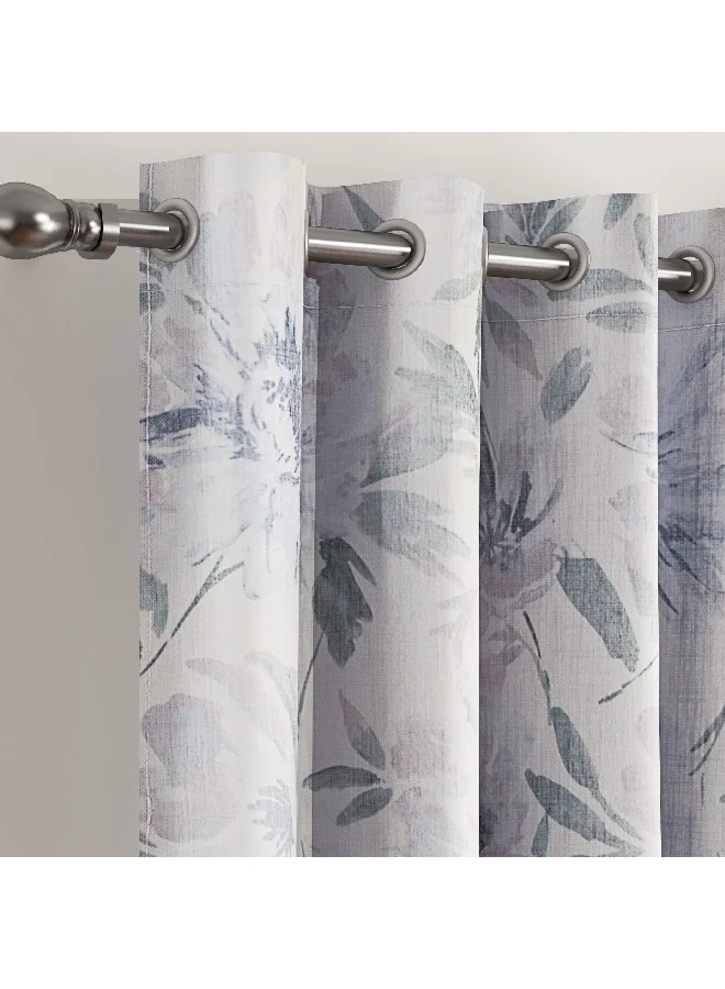 هوم بوكس Clive 2-Piece Printed Sheer Rod Pocket Curtain Set 140 x 240 cm