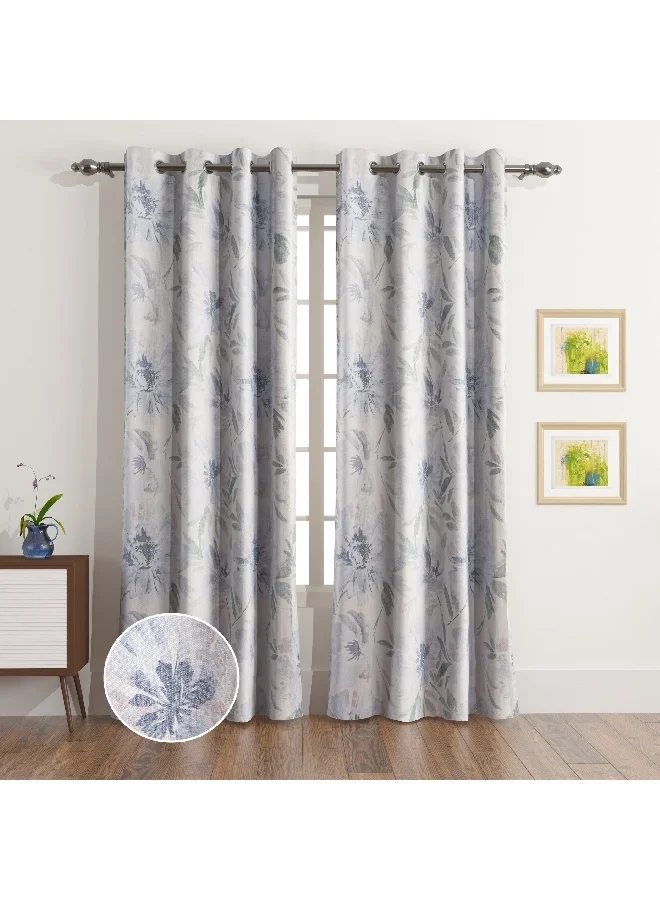 هوم بوكس Clive 2-Piece Printed Sheer Rod Pocket Curtain Set 140 x 240 cm