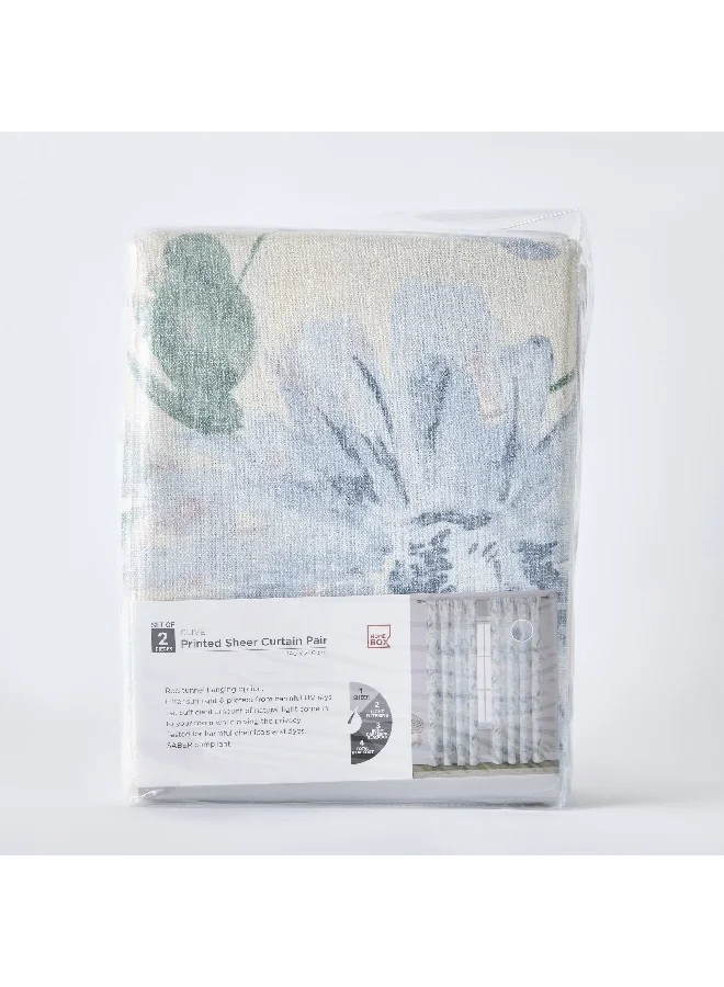 Home Box Clive 2-Piece Printed Sheer Rod Pocket Curtain Set 140 x 240 cm