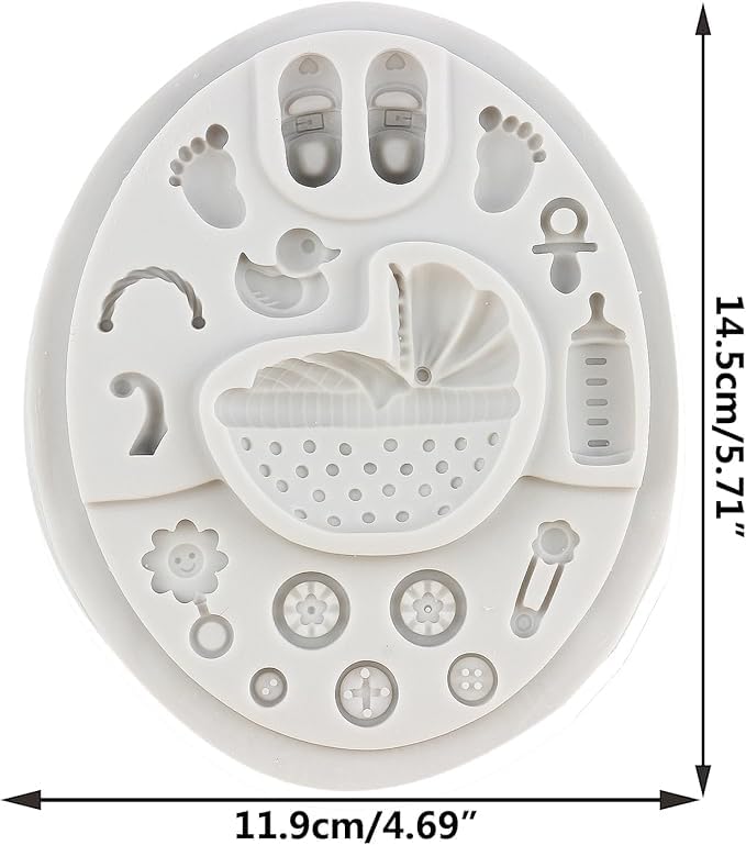 Husaini Mart HUSAINI MART Baby Stroller Chocolate Silicone Molds Baby Showers Fondant Mold for Cupcake Topper Candy Gum Paste Polymer Clay  - Image 2