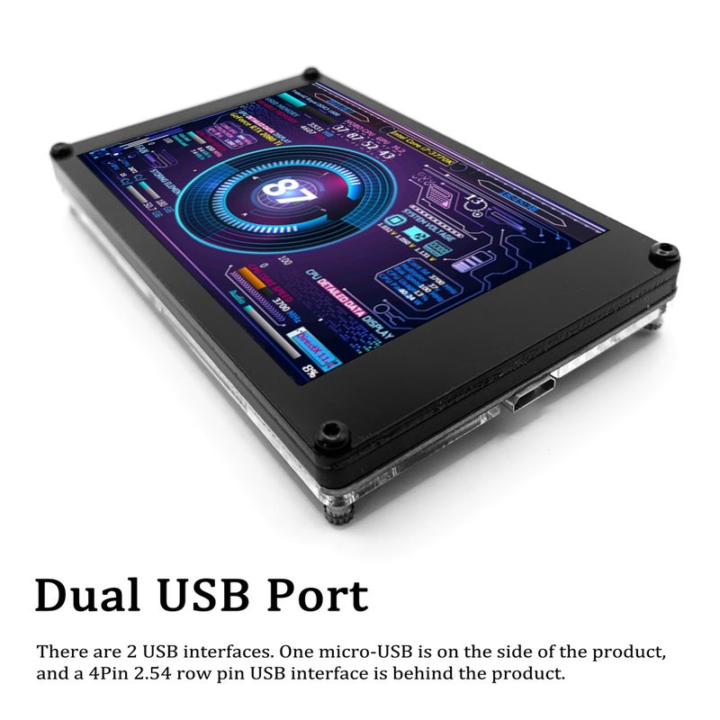 3.5 Inch IPS Display Screen Secondary Screen Mini Monitor Horizontal Vertical Screen Switching 360° Rotation Dual USB Ports for Raspberry Pi Computers ITX PC Chassis - Image 5
