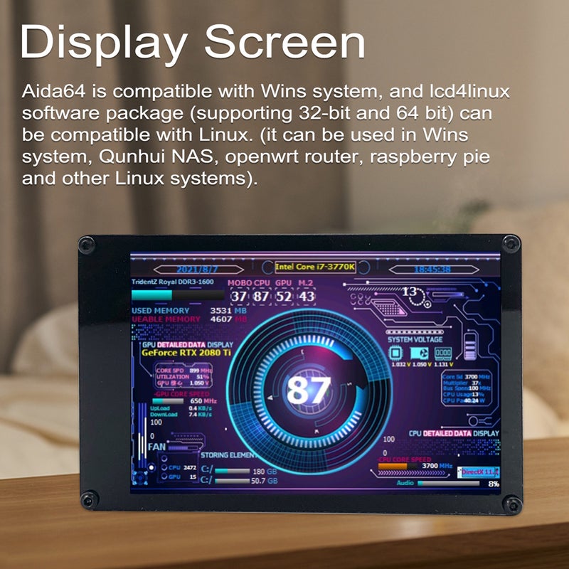 3.5 Inch IPS Display Screen Secondary Screen Mini Monitor Horizontal Vertical Screen Switching 360° Rotation Dual USB Ports for Raspberry Pi Computers ITX PC Chassis - Image 2