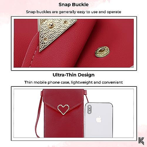 Kraptick Phone Sling Bag for Women - Phone Holder Sling Bag, Phone Crossbody Case, Hands-Free Phone Bag (Red) - Image 5