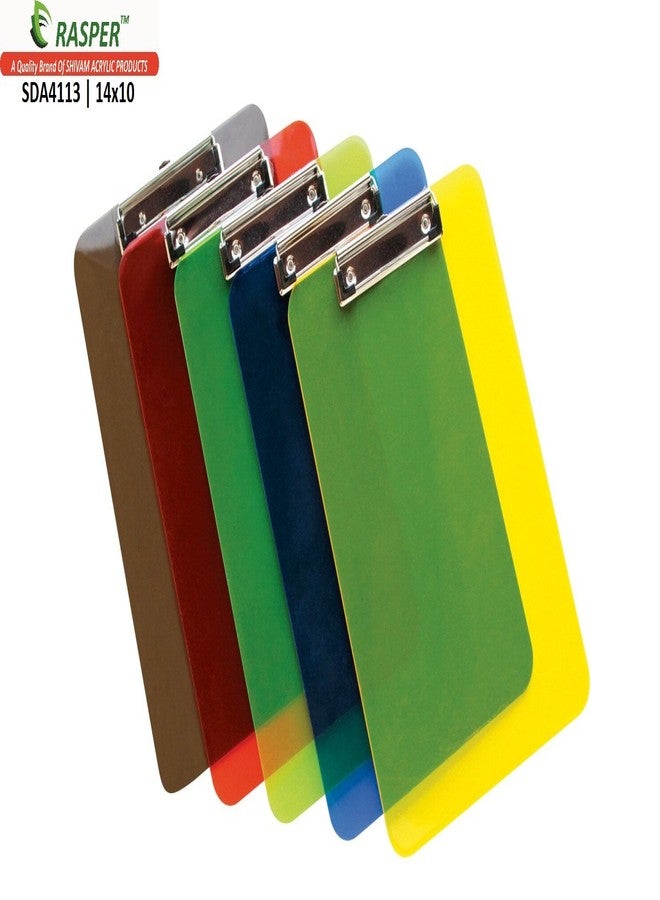 Rasper Multicolor Acrylic Clip Board Exam Pad for School & Office Unbreakable Writing Pad Student Exam Board Big Size (14x10 Inches) - Pack of 5 Pcs - Image 3