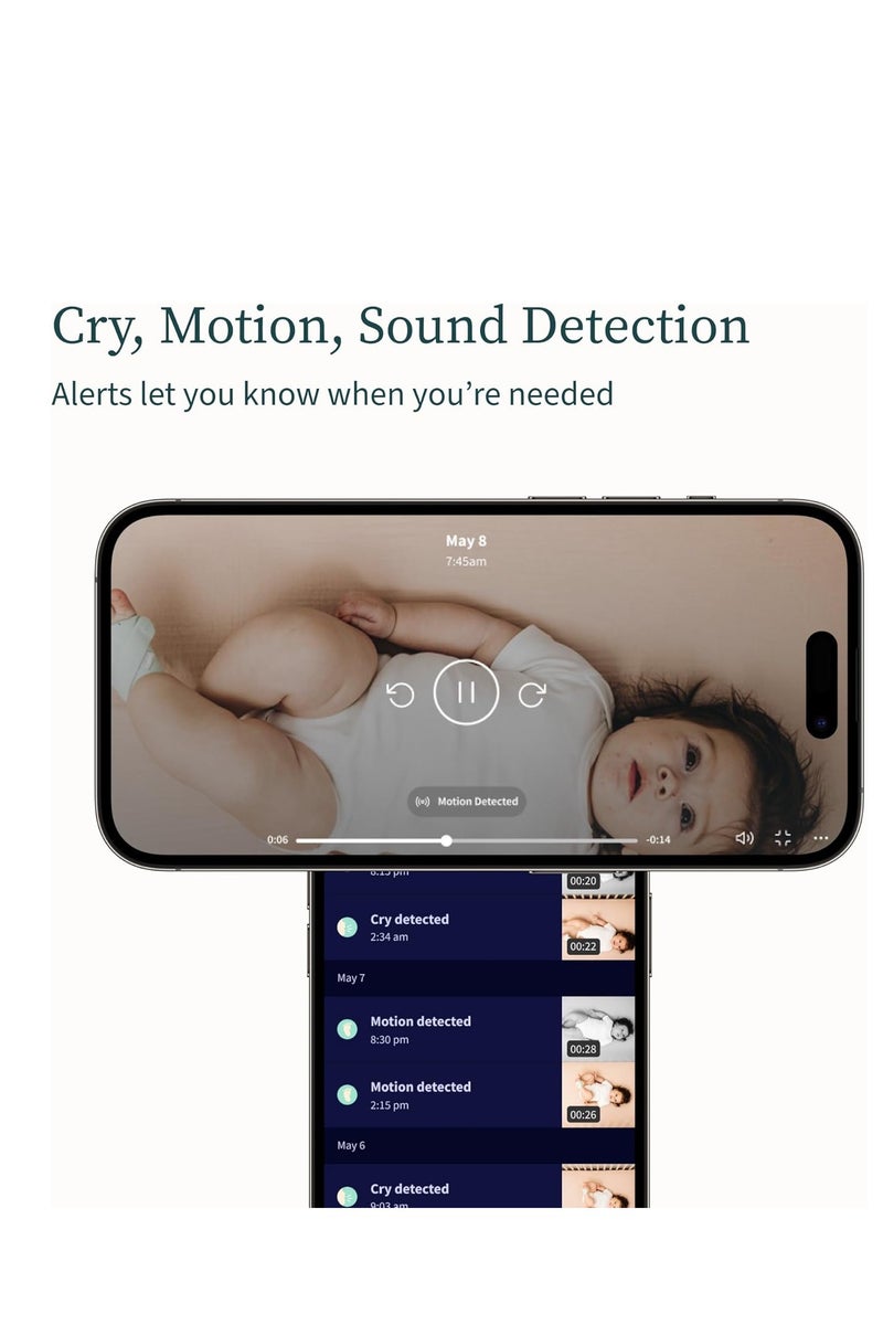 أوليت كاميرا مراقبة الأطفال الذكية Owlet Cam 2 - بث فيديو وصوت عالي الدقة آمن مع رؤية ليلية وتكبير 4X وزاوية رؤية واسعة وصوت وإشعارات الحركة والبكاء - أبيض - Image 2