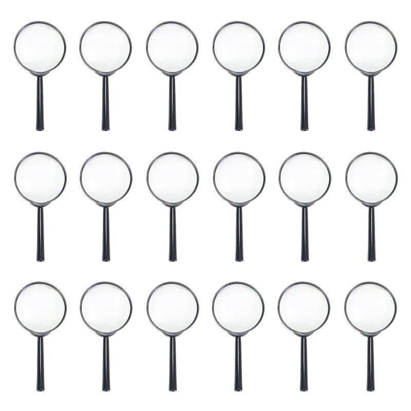 Magnifying Glass for Kids 18 Pack Plastic Magnifier Hand Lens for Children Toy Class Teaching Reading Outdoor Searching IRCHLYN Black