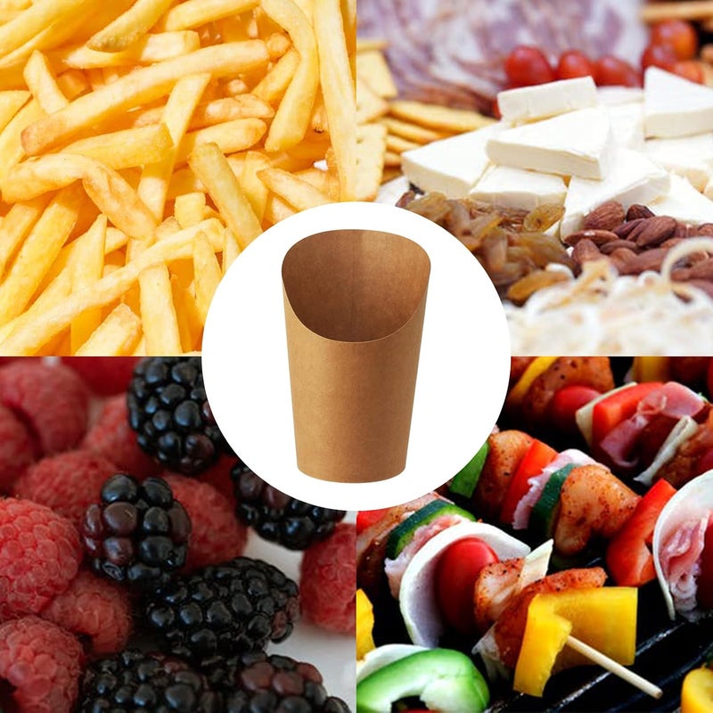 suituts 100 Pcs Disposable French Fry Cups 16oz Charcuterie Cups Paper French Fries Holder Kraft French Container with Extra 90pcs Plastic Forks - Image 5