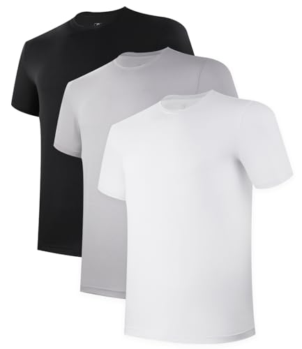 BAMBOO COOL Men's Undershirts Moisture-Wicking Tees Stretch Crew Neck Soft T-Shirts for Men,3 Pack - Image 1
