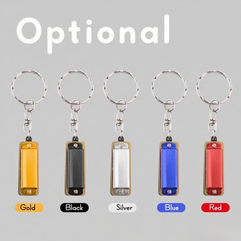 Mini Harmonica Key of C 4 Holes 8 Tones Silver Aluminum Alloy - Eco Resin Comb Durable Key Chain Design for Beginners - Image 4