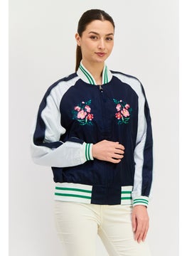 Pepe Jeans Women Embroidered Windbreaker Jacket, Navy  - Image 1