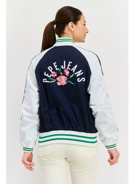 Pepe Jeans Women Embroidered Windbreaker Jacket, Navy  - Image 4