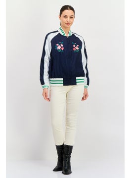 Pepe Jeans Women Embroidered Windbreaker Jacket, Navy  - Image 2