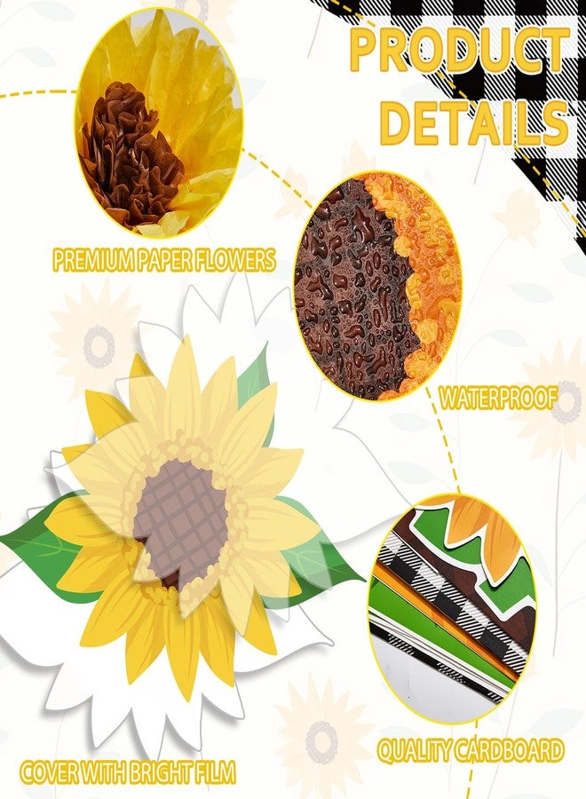 Justforjoyful مجموعة لوحة إعلانات ثلاثية الأبعاد على شكل زهرة عباد الشمس الربيعية، مع كرات بوم بوم مناديل ورقية على شكل زهرة عباد الشمس، وزينة ربيعية للفصول الدراسية، وقصاصات ورقية على شكل نحلة وفراشة وزهرة عباد الشمس، مثالية للعودة إلى المدرسة، أو كلوحة طباشيرية، أو لتزيين جدران المكتب المنزلي. - Image 3