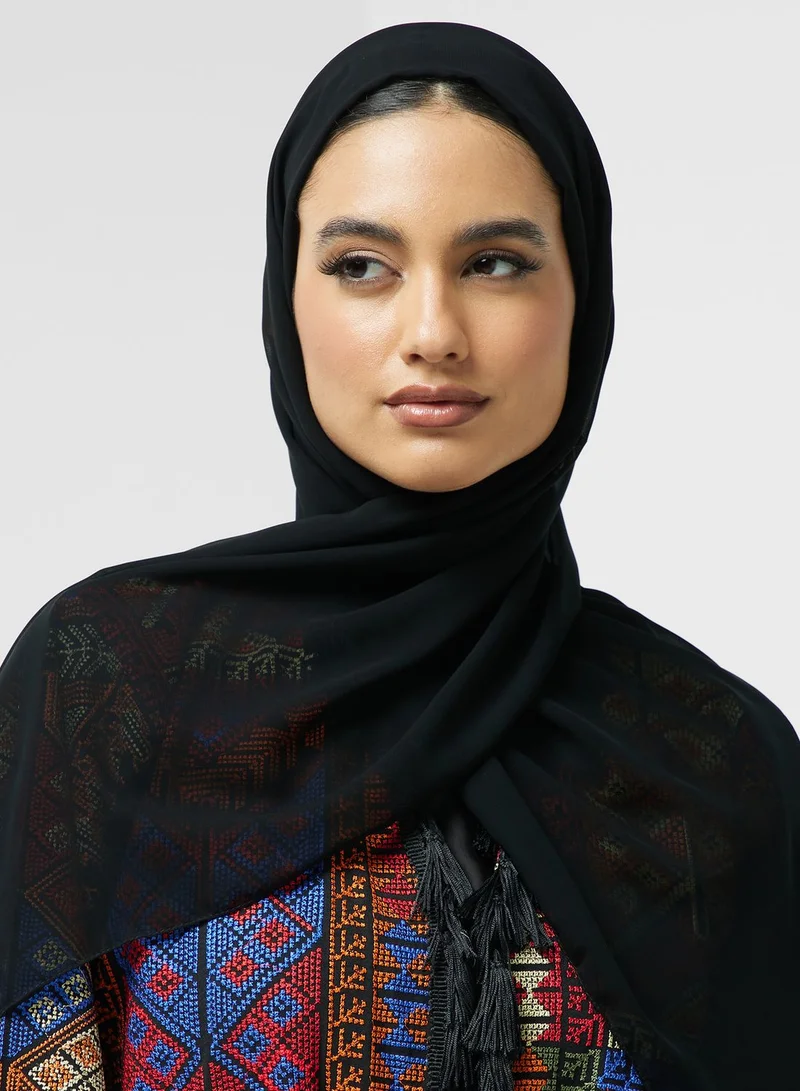 hayas closet Embroidered Belted Abaya