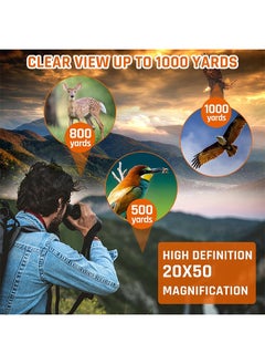 Arabest 20x50 Binoculars,Clear Shimmering Field of View,Large Eyepiece Waterproof Binoculars,High Power Easy Focus Binoculars,Suitable for Bird Watching/Outdoor Travel Sightseeing  - Image 3