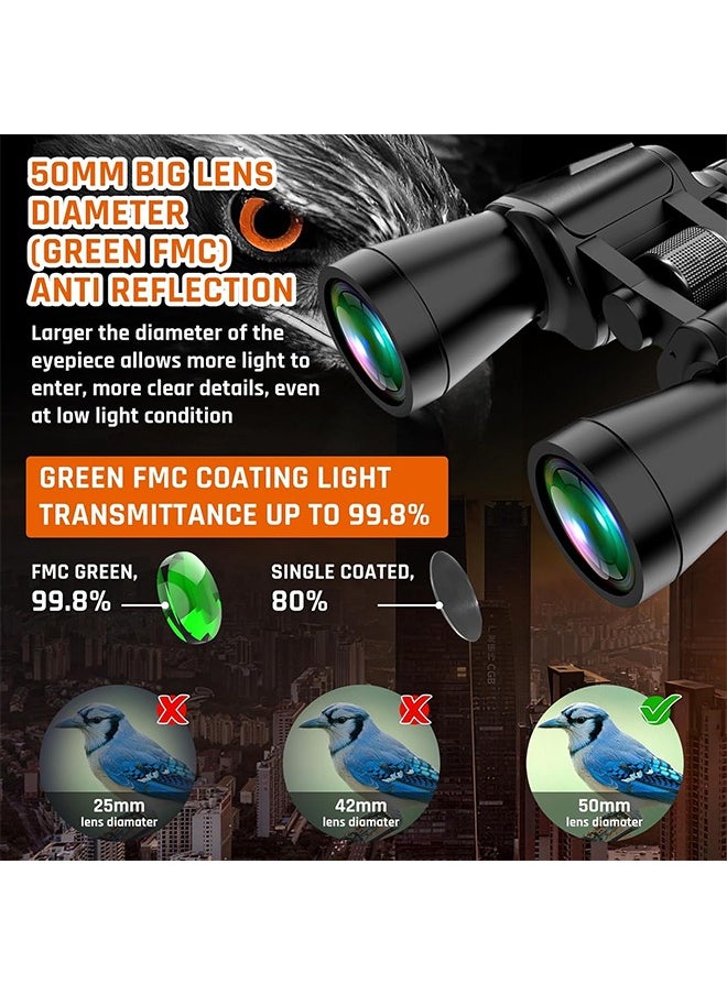 Arabest - 20x50 Binoculars,Clear Shimmering Field of View,Large Eyepiece Waterproof Binoculars,High Power Easy Focus Binoculars,Suitable for Bird Watching/Outdoor Travel Sightseeing - Image 1