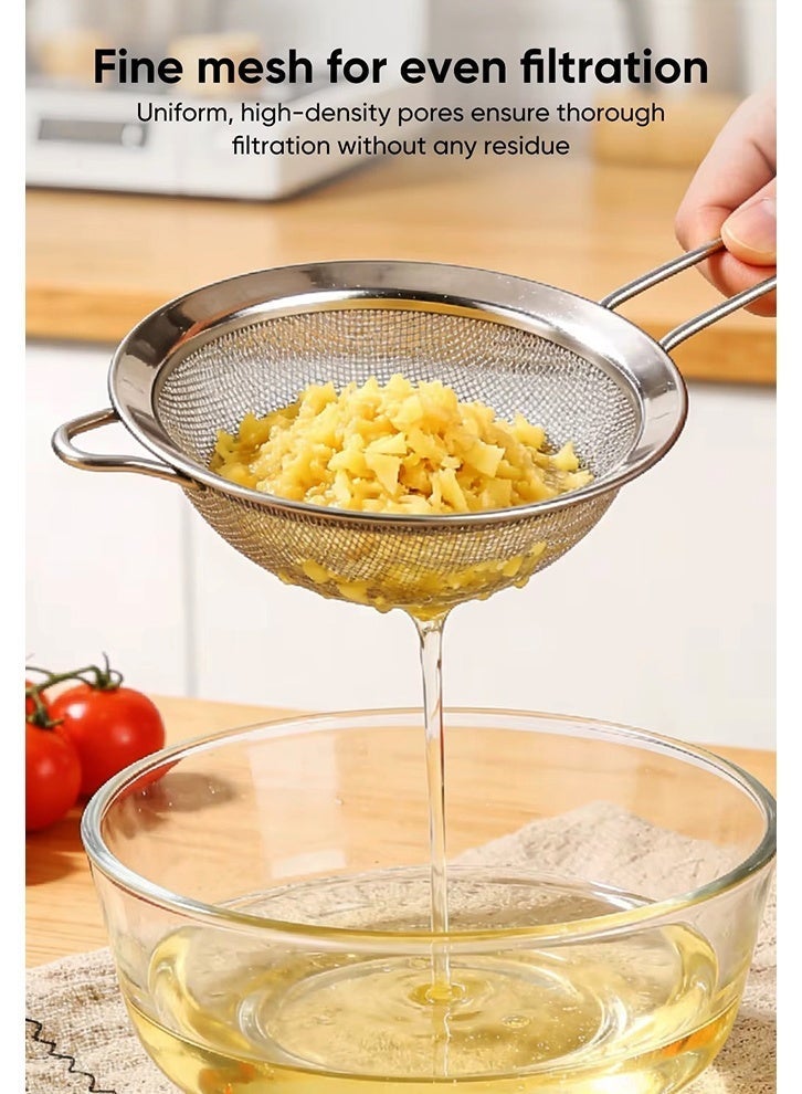 SAKOON Premium Stainless Steel Fine Mesh Strainer | Super Wire Mesh Sieve for Kitchen | Flour Sifter, Tea Strainer, Rice & Juice Pulp Strainer for Cooking & Baking - Image 4