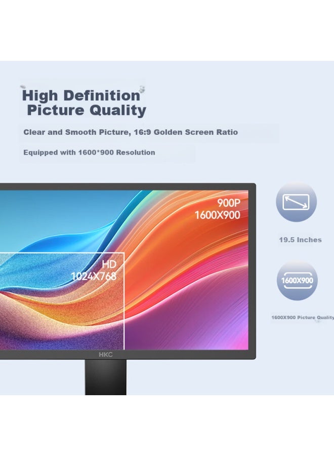 Hkc 19.5-inch Full Hd Monitor With Wide Color Gamut, Hdmi Interface, Blue Light Filter, Flicker-free, Vesa Mountable, For Home And Business Office Desktop Computer Monitor P208h - Image 3