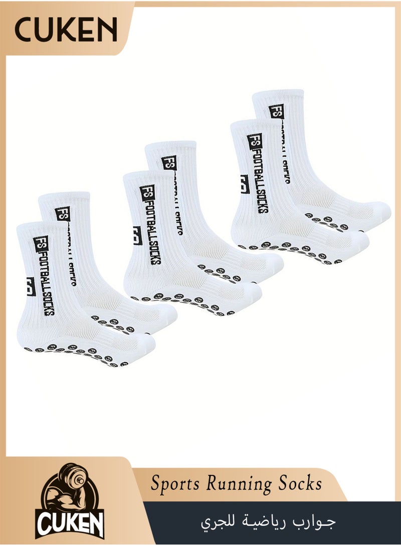 Cuken 3 Pairs Sports Running Socks, Non Slip Grip Socks, Breathable Football Soccer Socks with Ankle Grips, Moisture Wicking Athletic Socks for Men, Training, Soccer, Rugby, Basketball, Running - Image 1