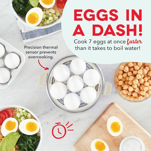 DASH Rapid Egg Cooker: 7 Egg Capacity Electric Egg Cooker for Hard Boiled Eggs, Poached Eggs, Scrambled Eggs, or Omelets with Auto Shut Off Feature - Cream - Image 2
