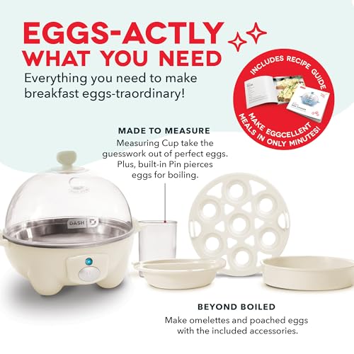 DASH Rapid Egg Cooker: 7 Egg Capacity Electric Egg Cooker for Hard Boiled Eggs, Poached Eggs, Scrambled Eggs, or Omelets with Auto Shut Off Feature - Cream - Image 4