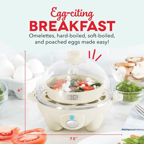 DASH Rapid Egg Cooker: 7 Egg Capacity Electric Egg Cooker for Hard Boiled Eggs, Poached Eggs, Scrambled Eggs, or Omelets with Auto Shut Off Feature - Cream - Image 3