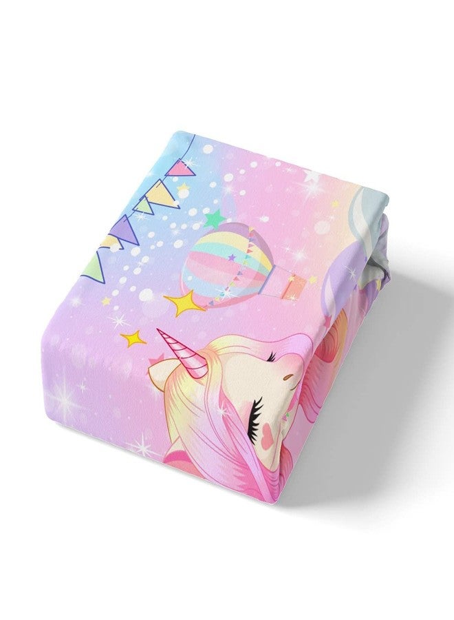 Feelyou Unicorn Girls Bedding Set King Kawaii Cute Rainbow Unicorn Bed Sheets Cartoon Horse Sheet Set Kids Children Galaxy Stars Magical Pink Unicorn Animal Room Decor 1 Sheet +2 Pillowcases - Image 5