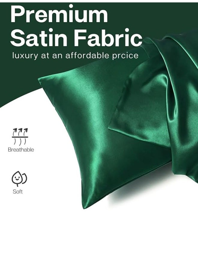 ZCM-HAPPY - Pack of 2 Skin-Friendly Silk Satin Pillowcases with Envelope Design, Smooth Pillowcase Hair-Friendly Pillowcase Luxurious Satin Pillow Covers For Better Sleep Anti-wrinkle Pillowcases for Sensitive Skin - Image 1