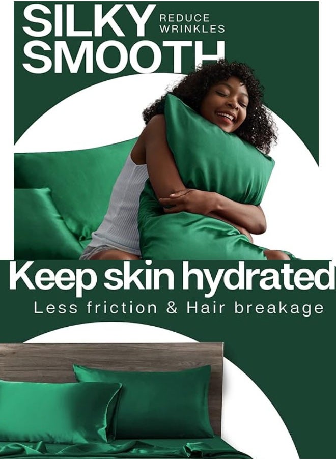 ZCM-HAPPY - Pack of 2 Skin-Friendly Silk Satin Pillowcases with Envelope Design, Smooth Pillowcase Hair-Friendly Pillowcase Luxurious Satin Pillow Covers For Better Sleep Anti-wrinkle Pillowcases for Sensitive Skin - Image 1