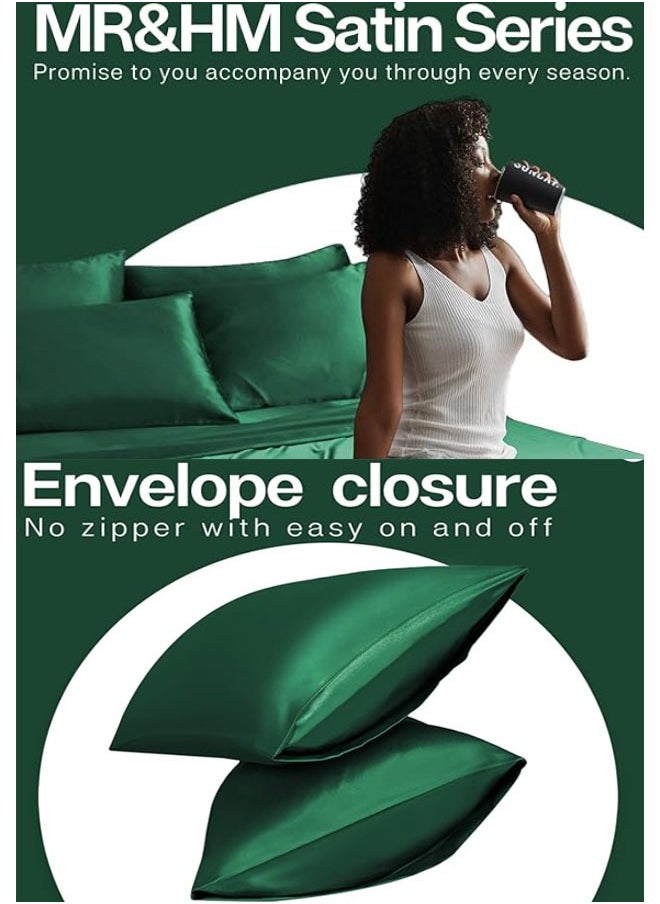 ZCM-HAPPY - Pack of 2 Skin-Friendly Silk Satin Pillowcases with Envelope Design, Smooth Pillowcase Hair-Friendly Pillowcase Luxurious Satin Pillow Covers For Better Sleep Anti-wrinkle Pillowcases for Sensitive Skin - Image 1