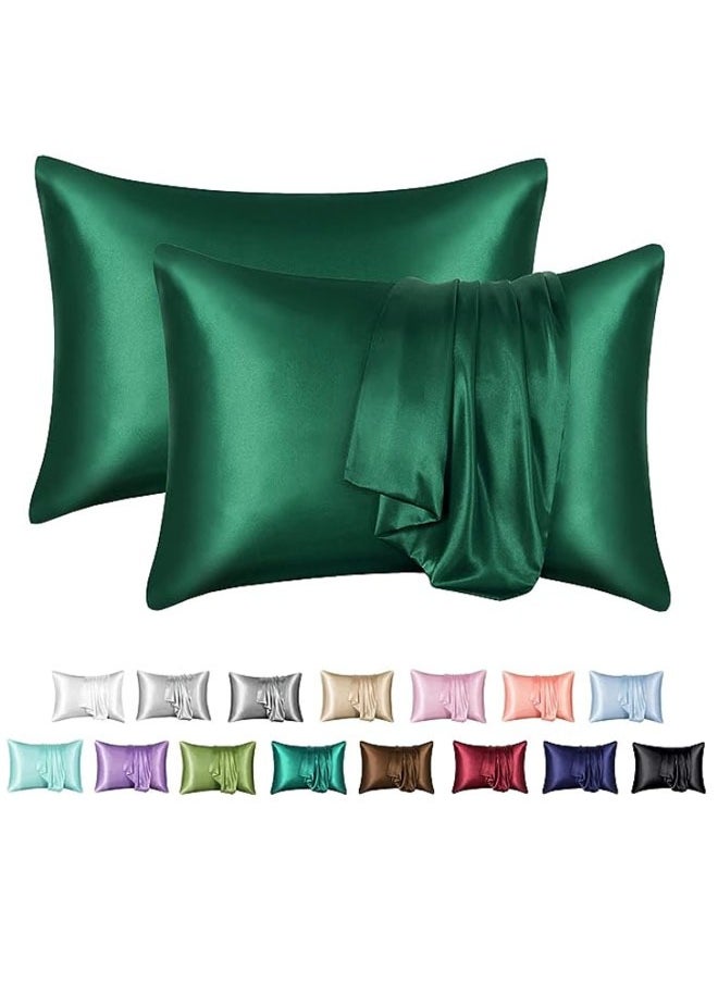 ZCM-HAPPY - Pack of 2 Skin-Friendly Silk Satin Pillowcases with Envelope Design, Smooth Pillowcase Hair-Friendly Pillowcase Luxurious Satin Pillow Covers For Better Sleep Anti-wrinkle Pillowcases for Sensitive Skin - Image 1