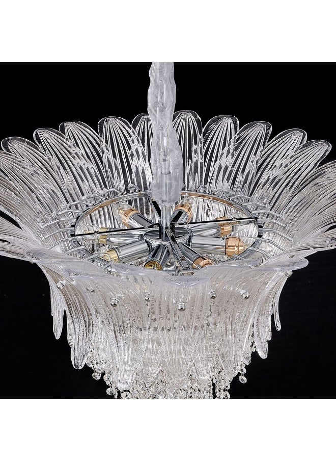 DANUBE HOME - Danube Home Florio Crystal Chandelier For Bedroom| 9- Lights Indoor Lighting Fixture With E14 Socket| Metal Frame With Chrome Finish| Hanging Lights|Ceiling Lights| L63xW60xH63cm (1 Year Warranty) - Image 1