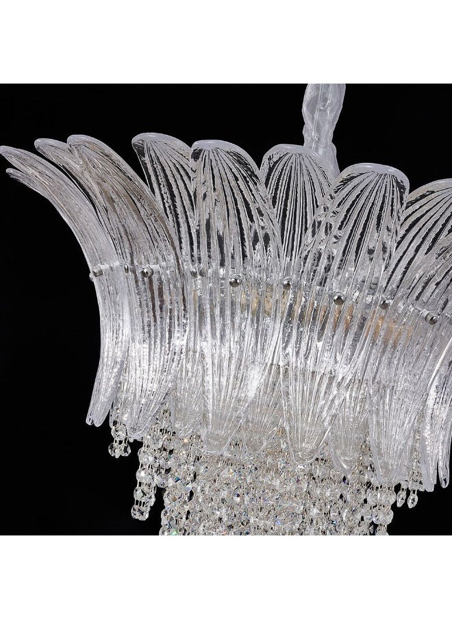 DANUBE HOME - Danube Home Florio Crystal Chandelier For Bedroom| 9- Lights Indoor Lighting Fixture With E14 Socket| Metal Frame With Chrome Finish| Hanging Lights|Ceiling Lights| L63xW60xH63cm (1 Year Warranty) - Image 1