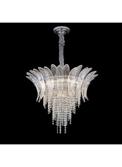 DANUBE HOME Danube Home Florio Crystal Chandelier For Bedroom| 9- Lights Indoor Lighting Fixture With E14 Socket| Metal Frame With Chrome Finish| Hanging Lights|Ceiling Lights| L63xW60xH63cm (1 Year Warranty)  - Image 1