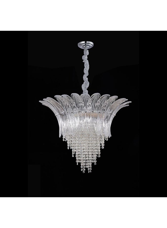 DANUBE HOME - Danube Home Florio Crystal Chandelier For Bedroom| 9- Lights Indoor Lighting Fixture With E14 Socket| Metal Frame With Chrome Finish| Hanging Lights|Ceiling Lights| L63xW60xH63cm (1 Year Warranty) - Image 1