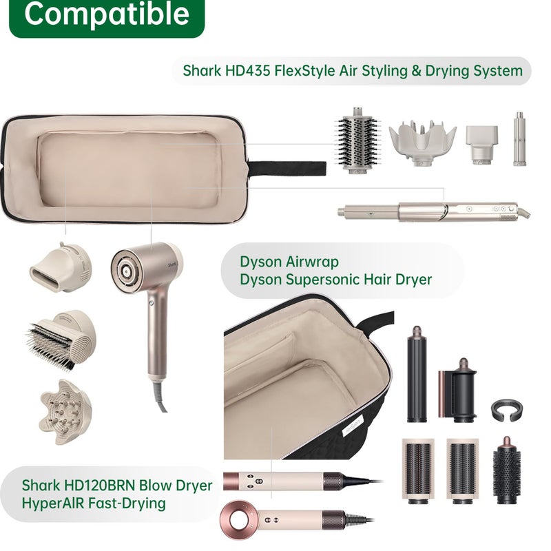 KarSyon Shark Flex Style Case for Dyson Airwrap Hair Dryer Brush Revlon Hair Tools Travel Bag Carrying Case Flat Curling Iron Organizer (Black) - Image 4