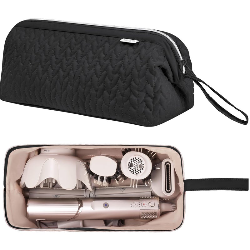 KarSyon Shark Flex Style Case for Dyson Airwrap Hair Dryer Brush Revlon Hair Tools Travel Bag Carrying Case Flat Curling Iron Organizer (Black) - Image 3