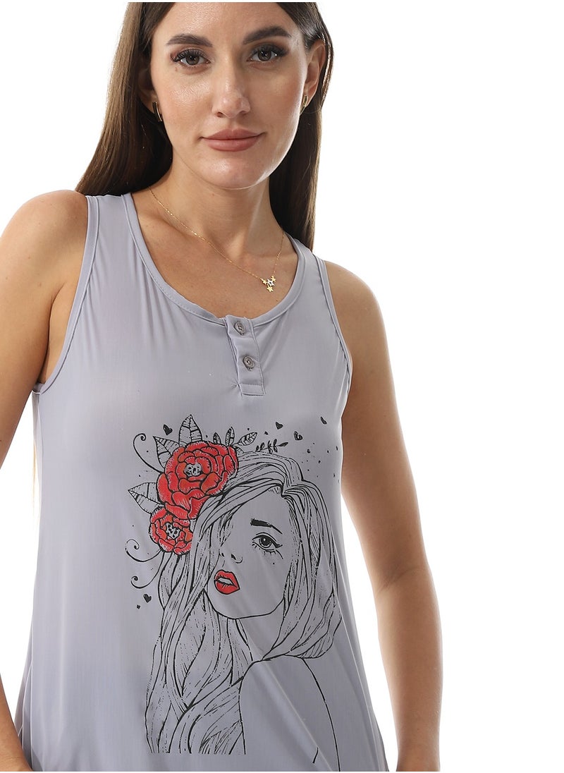 Caesar - Printed Top With  Short Pajama Set - Image 1