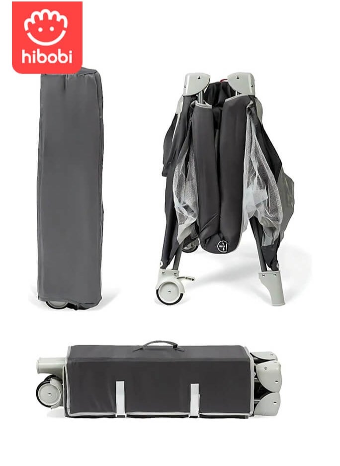 Portable Play Yard with Carry Bag and Shoulder Strap,Breathable Mesh Baby Crib with Comfortable Mattress and Carry Bag for Easy Travel and Storage
