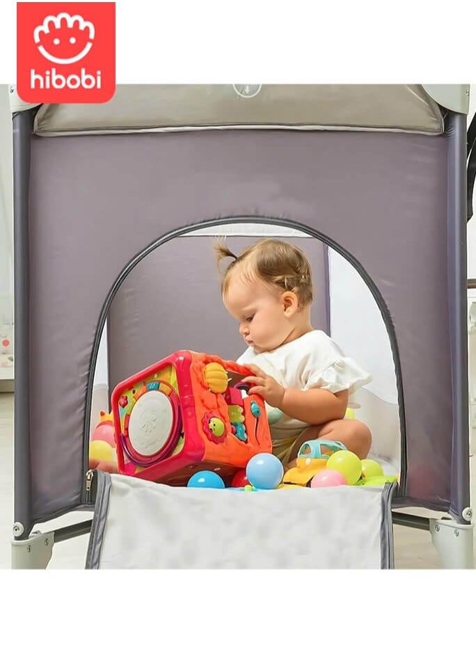 Portable Play Yard with Carry Bag and Shoulder Strap,Breathable Mesh Baby Crib with Comfortable Mattress and Carry Bag for Easy Travel and Storage