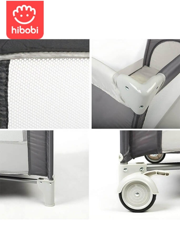 Portable Play Yard with Carry Bag and Shoulder Strap,Breathable Mesh Baby Crib with Comfortable Mattress and Carry Bag for Easy Travel and Storage