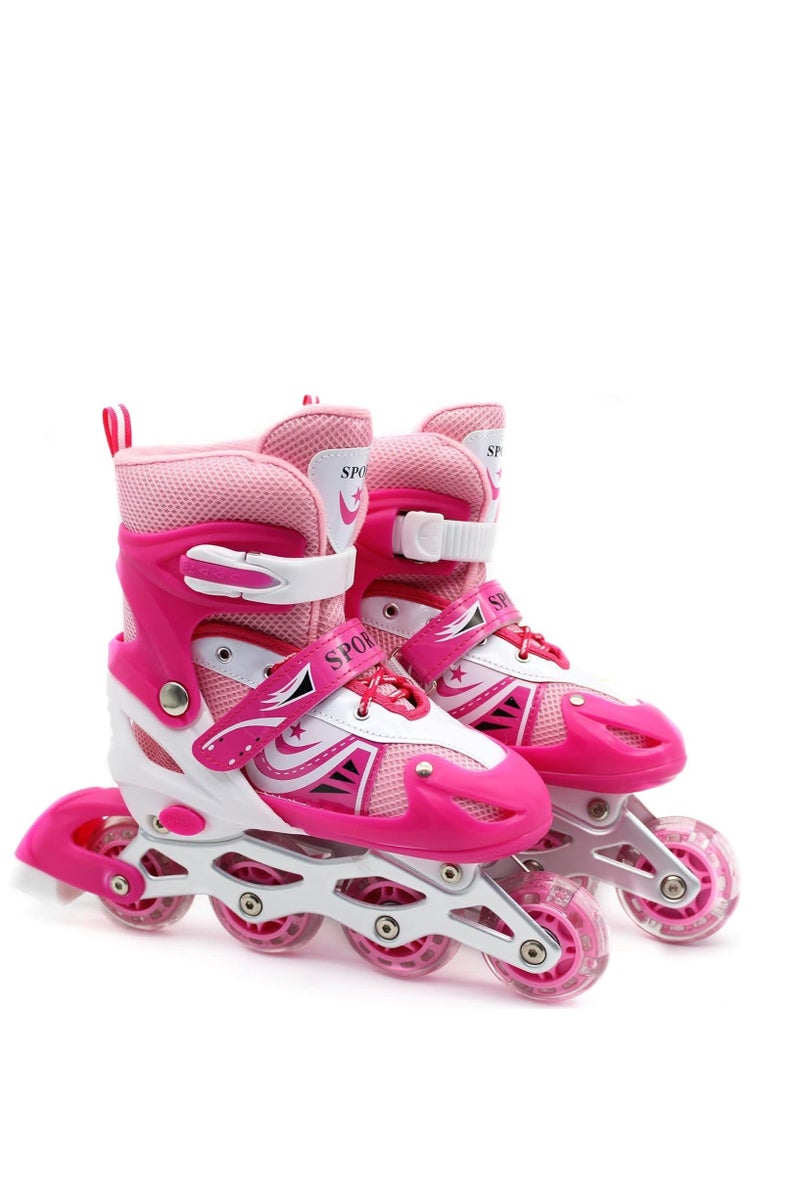 Adjustable Inline Skates for Kids with Flashing Wheels – Includes Full Protective Gear Set(Helmet,Knee, Elbow & Wrist)  – 4 Colors & 3 Sizes Available - Image 2