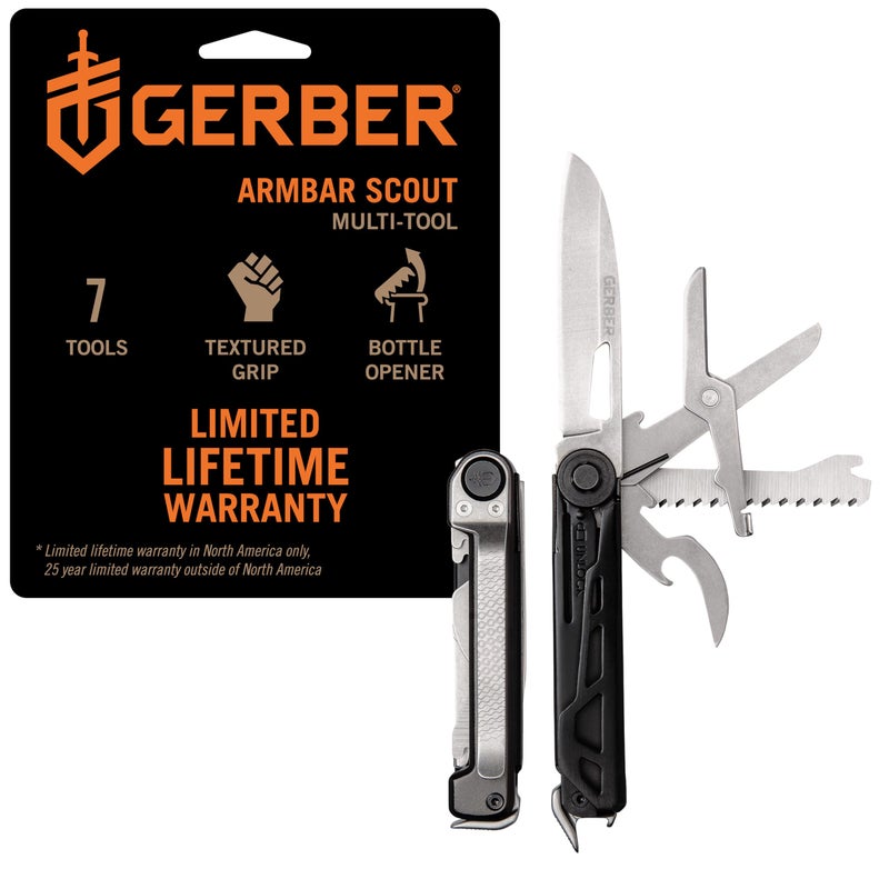 Gerber Gear Armbar Scout 7-in-1 Multi-tool - 2.5" Plain Edge Blade, Hammer, Scissor, Saw - EDC Gear and Equipment - Onyx - Image 1