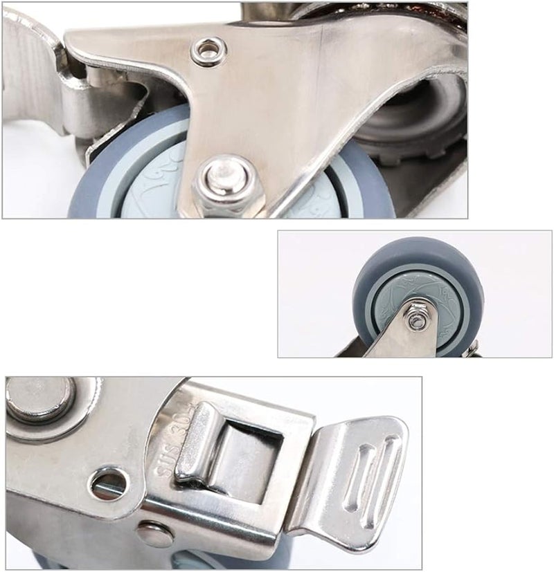 Universal Brake 2in Swivel Stem Caster Wheels TPR Rubber 304 Stainless Steel M10 Threaded Rod 231lb Capacity - Image 3