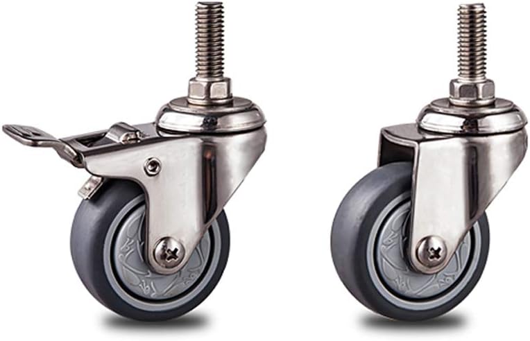 Universal Brake 2in Swivel Stem Caster Wheels TPR Rubber 304 Stainless Steel M10 Threaded Rod 231lb Capacity - Image 4