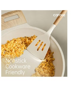 CAROTE CAROTE Silicone Cooking Utensils Set for Kitchen,446°F Heat Resistant 10 pcs Non-Stick Cooking Set with Wooden Handle Spatula Turner Spoon Tongs Whisk  - Image 5