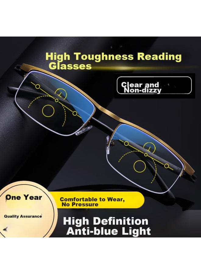 Lesca Lunetier German Technology Automatic Zoom Reading Gl For Men, Smart Bifocal Imported Anti-blue Light Semi-rimless Reading Gl For Women - Image 1