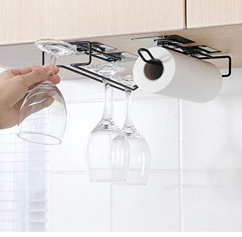 KOYET Self Adhesive Wall Mounted 3 in 1 Multi Functional Kitchen Rack for Towel Holder, Tissue Paper Rack, Wine Glass Holder - No Drilling, Tissue Paper Roll Holder (Metal Tissue and Wine Rack) - Image 5